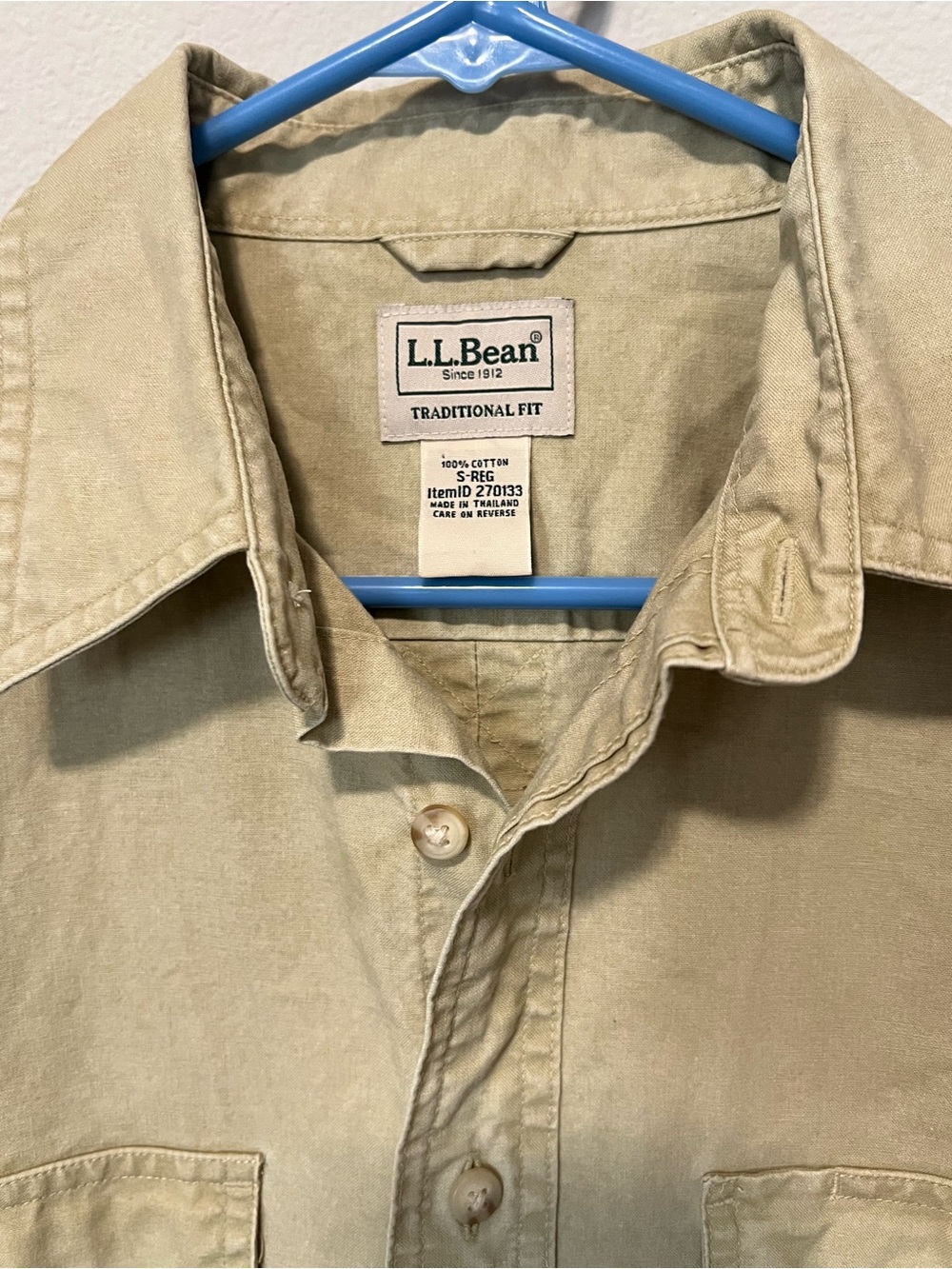 L.L. Bean Men's Khaki Button-Down Work Shirt - Traditional Fit - Picture 6 of 10